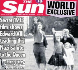 Aparent salut nazist al Elisabetei a II-a la vârsta copilăriei, publicat de tabloidul britanic The Sun