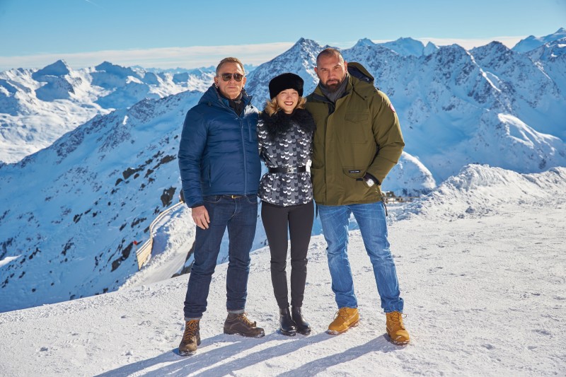 EON Productions, Metro-Goldwyn-Mayer and Sony Pictures Entertainment commence filming in Slden, Austria for the 24th James Bond adventure SPECTRE. Pictured: (L to R) Daniel Craig, La Seydoux, Dave Bautista Copyright: © 2015 Columbia TriStar Marketing Group, Inc. and MGM Studios. All rights reserved. Photo Credit: Alexander Tuma