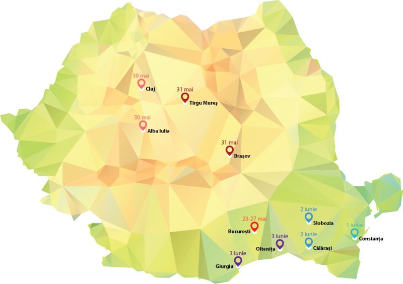 Harta Romaniei Caravana Canilor Europa FM 2016- Saptamana 1