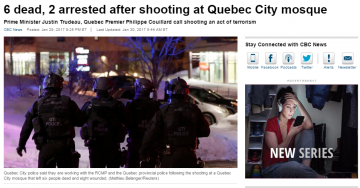 Atentatul din Quebec: 6 morți, 8 răniți. Premierul Justin Trudeau: A fost un atac terorist împotriva musulmanilor