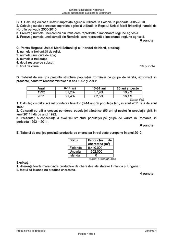 Barem Geografie Bac 2017 Edu Ro Iată Subiectele și Punctajul Pentru Ultima Probă Live Update