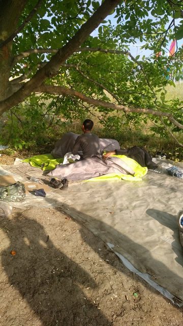 Tabără de refugiați improvizată, la marginea oraşului Timişoara