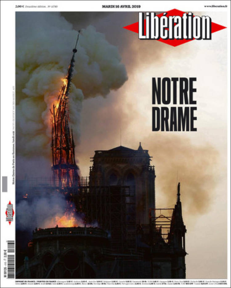 Cum arată prima pagină a ziarelor franceze după incendiul care a devastat catedrala Notre Dame