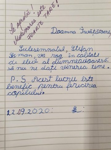 DEȘTEPTAREA: Cum și-a convins un elev învățătoarea să nu îi dea teme vinerea