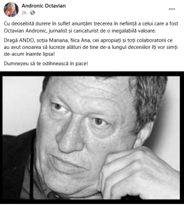 Jurnalistul și caricaturistul Octavian Andronic a încetat din viață