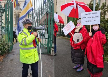 Proteste ale polițiștilor și cadrelor medicale, la Guvern și la sediile partidelor din coaliția de guvernare | AUDIO