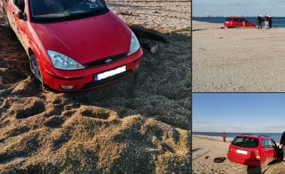 Constanţa: Şofer amendat după ce a intrat cu autoturismul pe plajă şi a rămas blocat în nisip