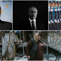 Lavrov, Putin si Shoigu si o femeie care sta printre daramaturi in Ucraina
