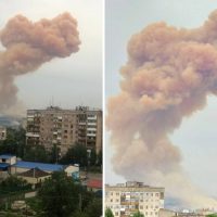 Fum de la uzina chimică din Severodonetsk, tinta unui atac aerian al rusilor