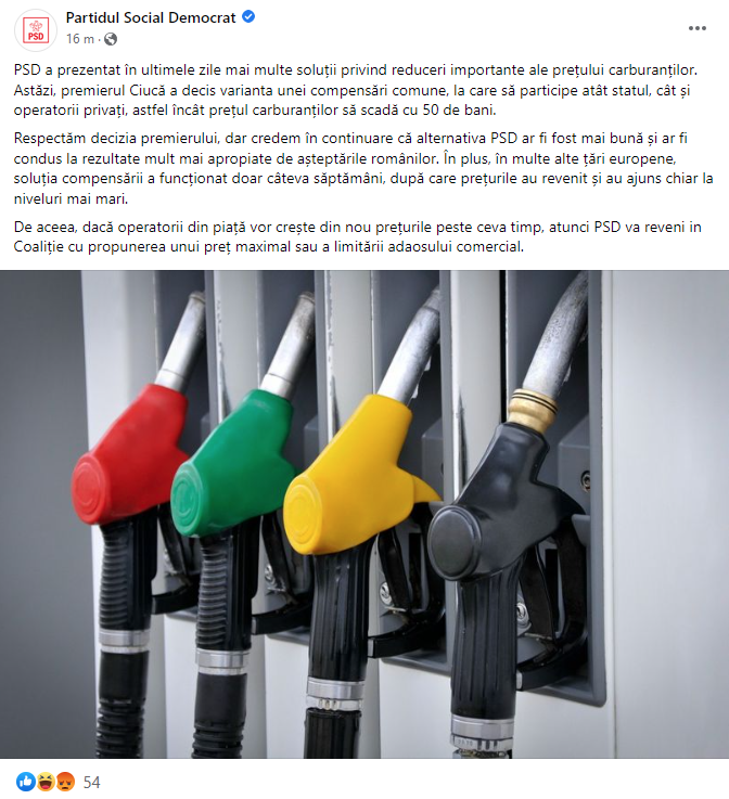 PSD, despre schema de compensare a prețurilor la carburanți