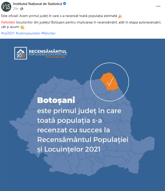 Botoșani, primul județ din România care s-a recenzat 100%