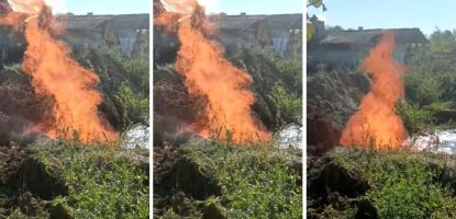 Dolj: Un bărbat care săpa un puț în grădină a dat de gaze naturale, care s-au aprins. Lucrările de astupare costă 20.000 lei