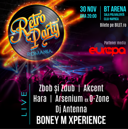 Zdob și Zdub, Akcent, Hara, Arsenium (ex-O-zone) și Boney M Xperience cântă la Cluj pe 30 noiembrie