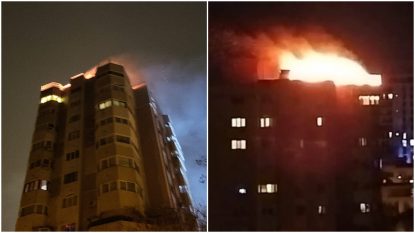 Incendiul puternic de la mansarda unui bloc turn din Constanța a fost stins | VIDEO
