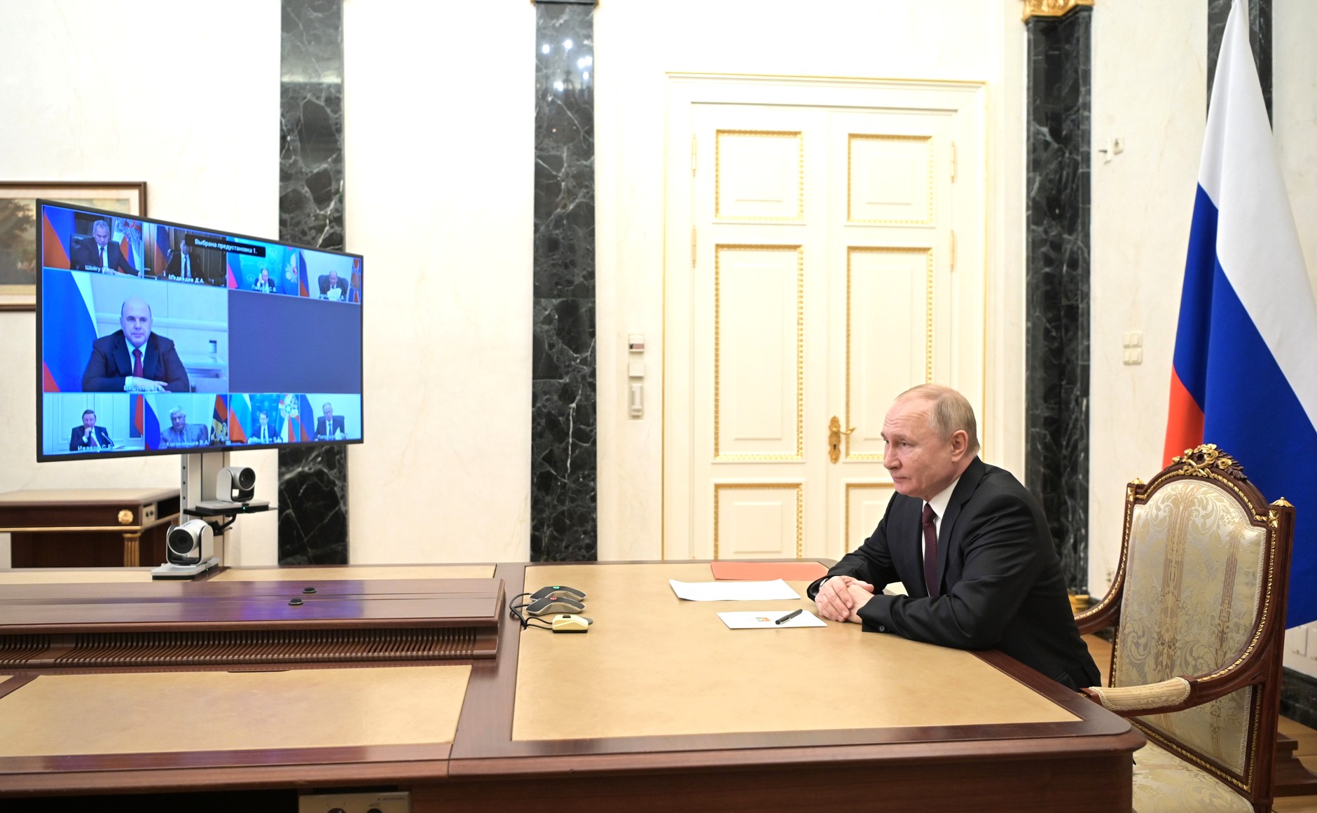 Președintele Rusiei în videoconferință.