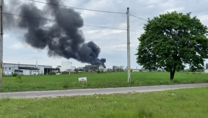 Incendiu la platforma chimică Săvinești | VIDEO