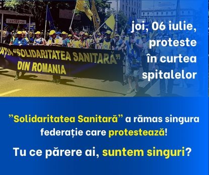 Federația „Solidaritatea Sanitară” protestează astăzi în curtea unităților medicale | AUDIO