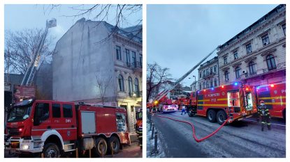 Incendiu la un hotel din centrul Capitalei, pe Splaiul Independenței. 20 de persoane au fost evacuate după ce acoperișul clădirii a fost cuprins de flăcări | VIDEO