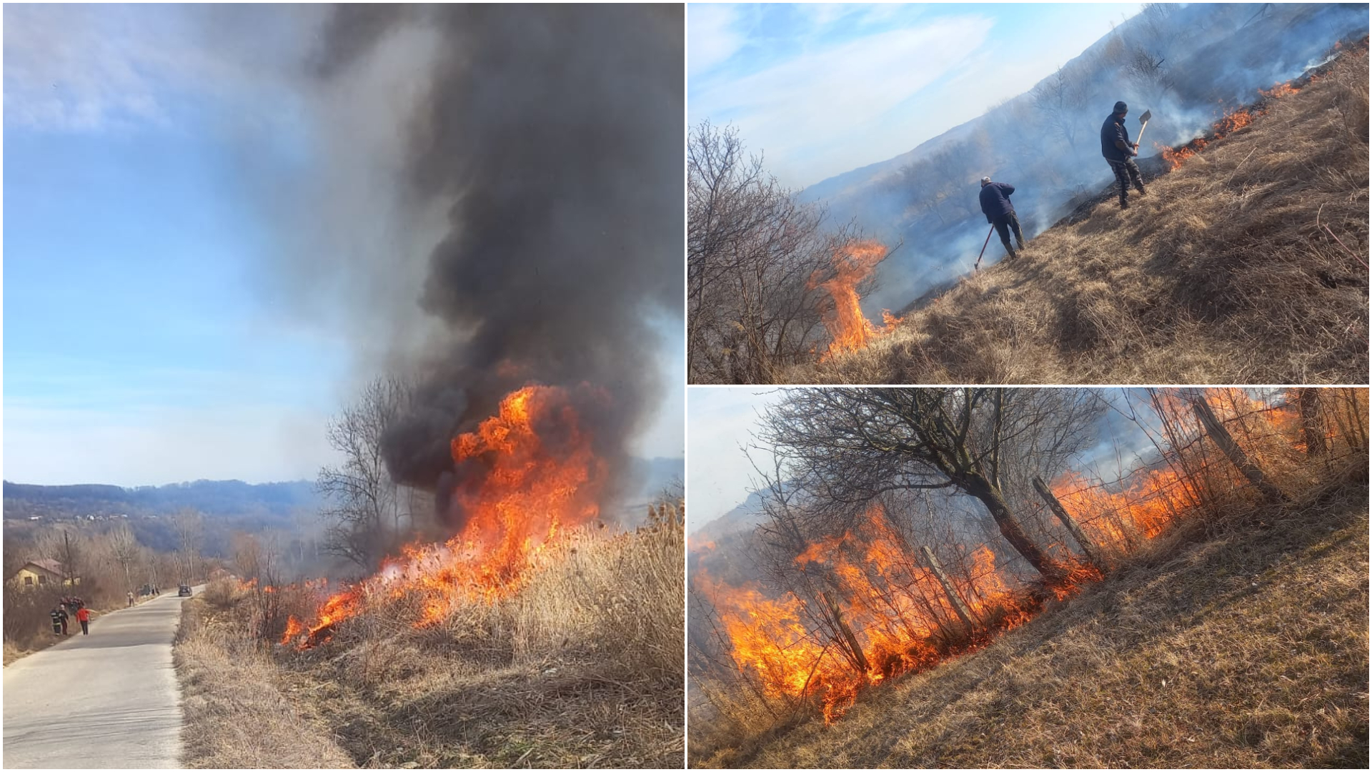 Incendiu devastator în Vâlcea! Focul se apropie periculos de locuințe!