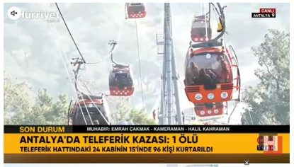 Persoanele rămase blocate în telecabine în urma accidentului din Antalya au fost salvate