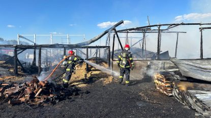 Incendiu la o fermă situată la ieșirea din Codlea. VIDEO | GALERIE FOTO