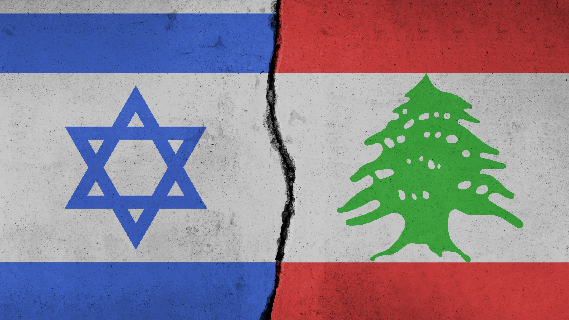 Drapelul Israelului lângă drapelul Libanului.