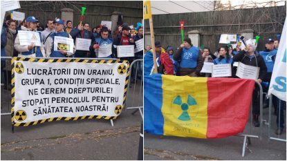 Protest al sindicaliștilor din energie, în fața Ministerului Muncii şi Solidarităţii Sociale, față de noua Lege a pensiilor | VIDEO