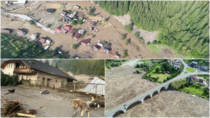 Neamț: Eforturi de evacuare a apei din gospodării, după ce sute de oameni și-au părăsit casele și de curățare a lacului Izvorul Muntelui, care s-a umplut de lemne | GALERIE FOTO