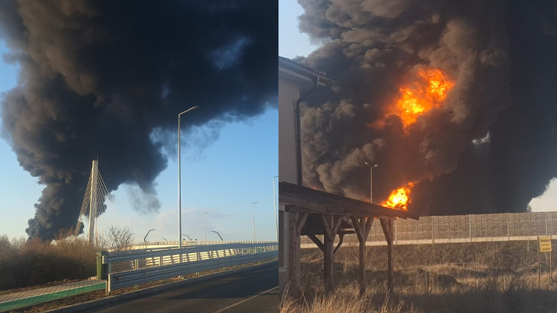 Angajații fabricii de polistiren din Arad, în alertă după incendiul de dimineață.