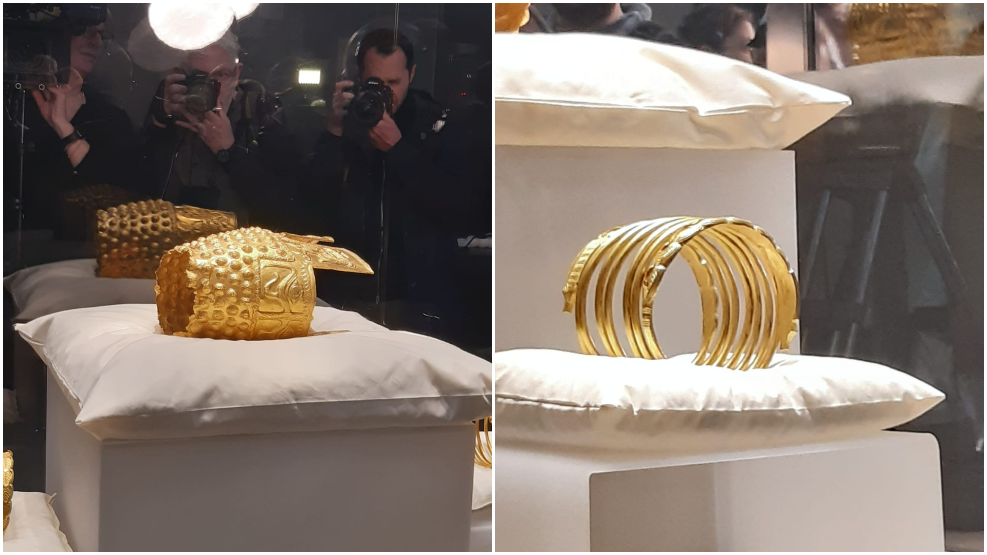 Coiful de la Coțofenești și două dintre brățările dacice, expuse la MNIR. Obiectele au fost atent verificate și sunt în permanență păzite, dă asigurări directorul muzeului  | GALERIE FOTO