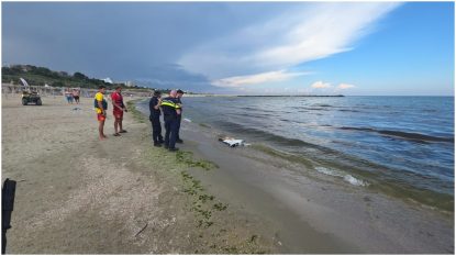 Constanța: Un rest de dronă, adus de valuri pe o plajă din oraș, a fost preluat de Garda de Coastă